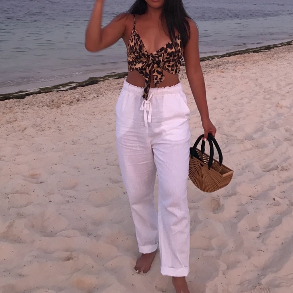 White linen pants